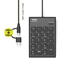 Port - Wired USB-C & USB-A Numeric Keypad