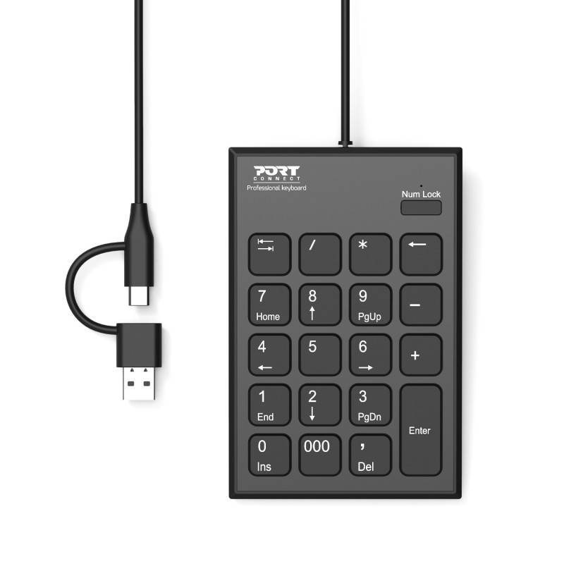 Port - Wired USB-C & USB-A Numeric Keypad