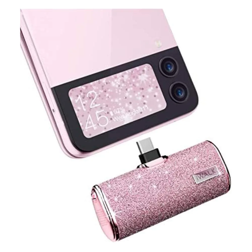 iWALK Small Portable Power Bank 4500mAh Power Bank, C-Type - Diamond-Pink - Image 2