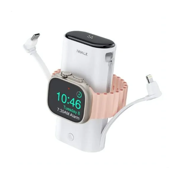 iWalk LinkPod W2 10000mAh, Lightning+Type C With Wireless Apple Watch Power Bank - White
