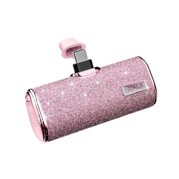 iWALK Small Portable Power Bank 4500mAh Power Bank, C-Type - Diamond-Pink