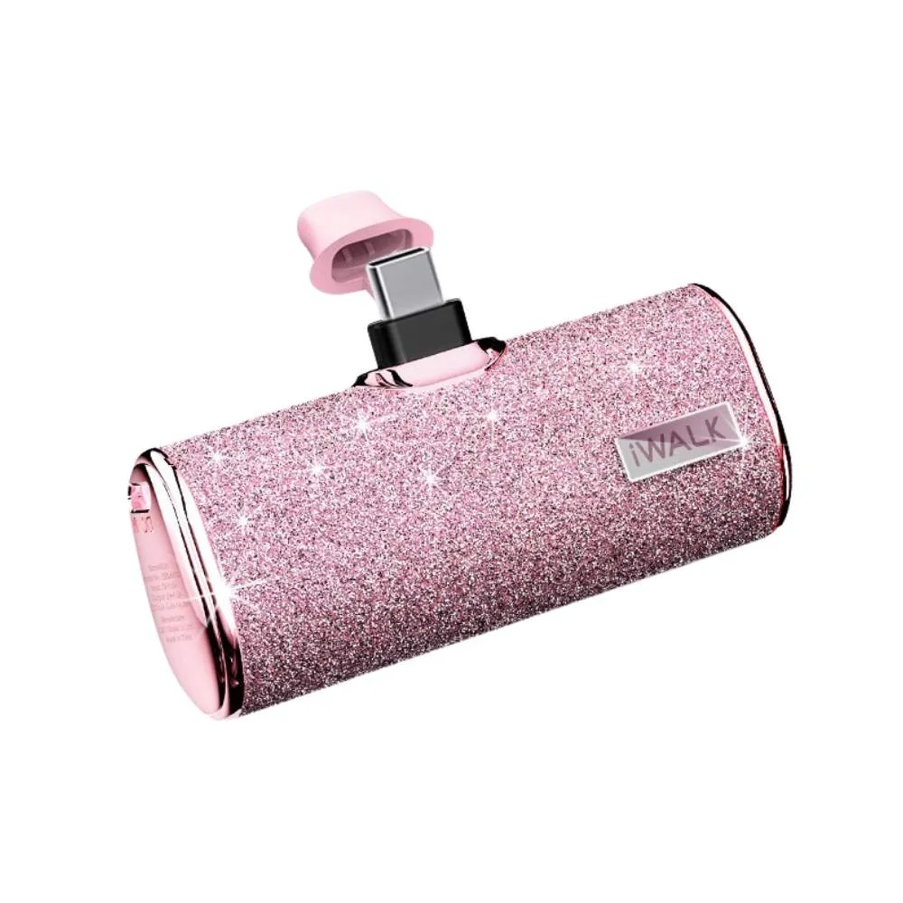 iWALK Small Portable Power Bank 4500mAh Power Bank, C-Type - Diamond-Pink - Image 1