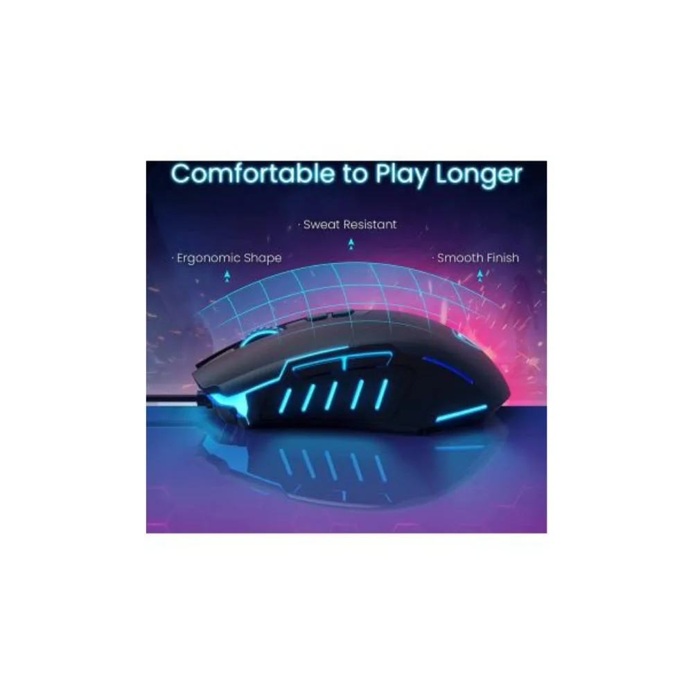 Generic T7 RGB Backlight Professional Lightweight Wired Gaming Mouse - Black - Image 3