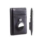 Sky Slim Minimalist AirTag Premium Leather Wallet -Black - Image 2