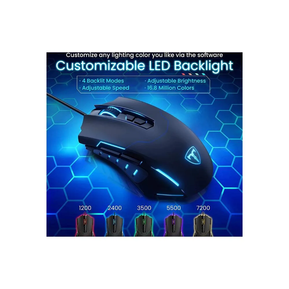 Generic T7 RGB Backlight Professional Lightweight Wired Gaming Mouse - Black - Image 5