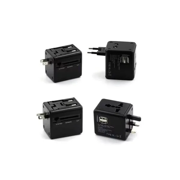 All In One Universal Global Power International Travel Adaptor 2 - Black
