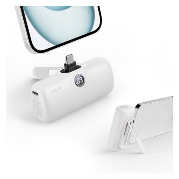 iWALK Portable Charger For iPhones & Android, 5000mAh Power Bank - White