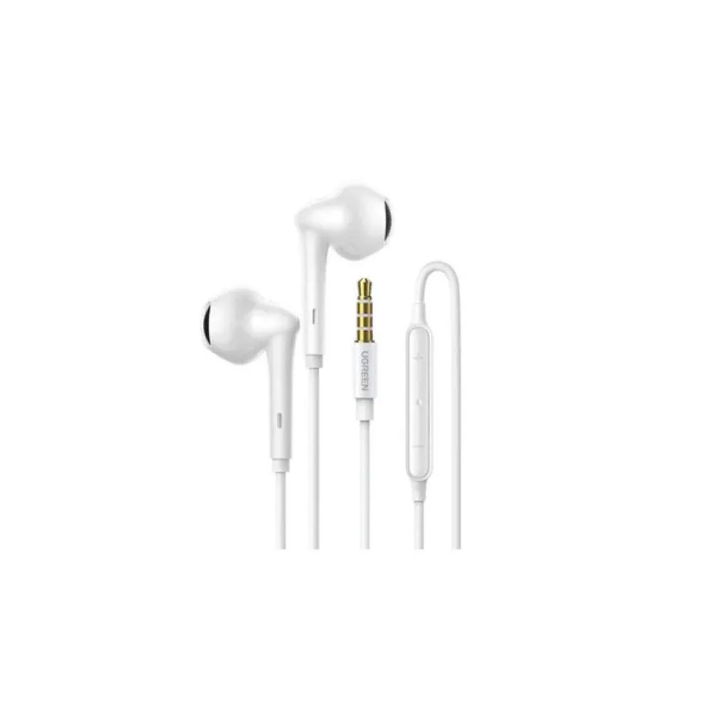 Ugreen Wired Earphones with 3.5m Plug - White - Image 1