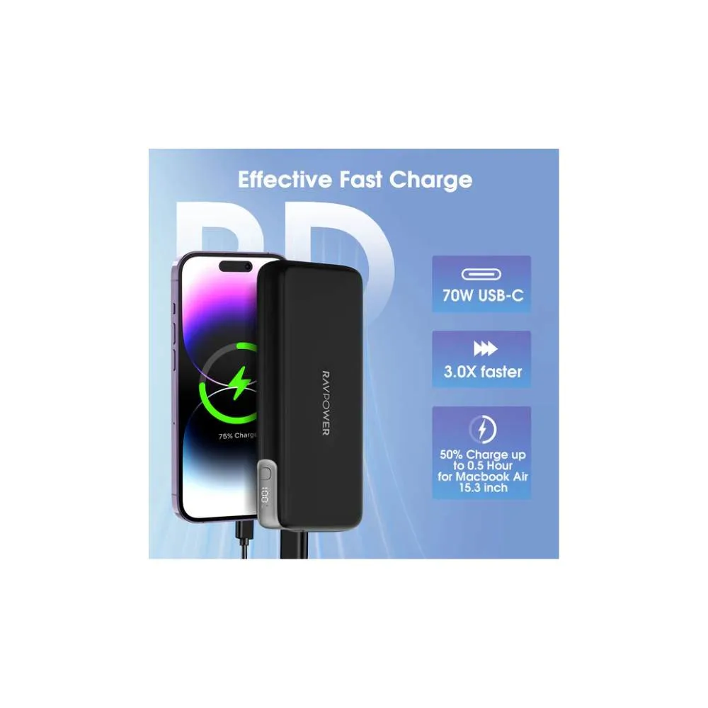 Ravpower 20000mAh 65W Portable Charger Power Bank - Black - Image 5