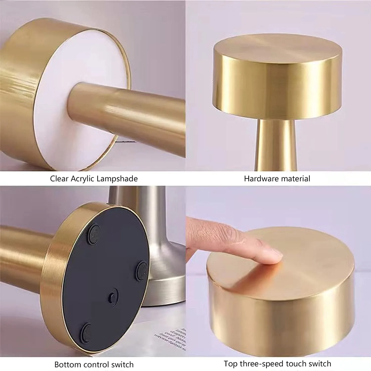 Touch Sensor Bar Table Lamp Rechargeable Table Lamp - Gold - Image 7