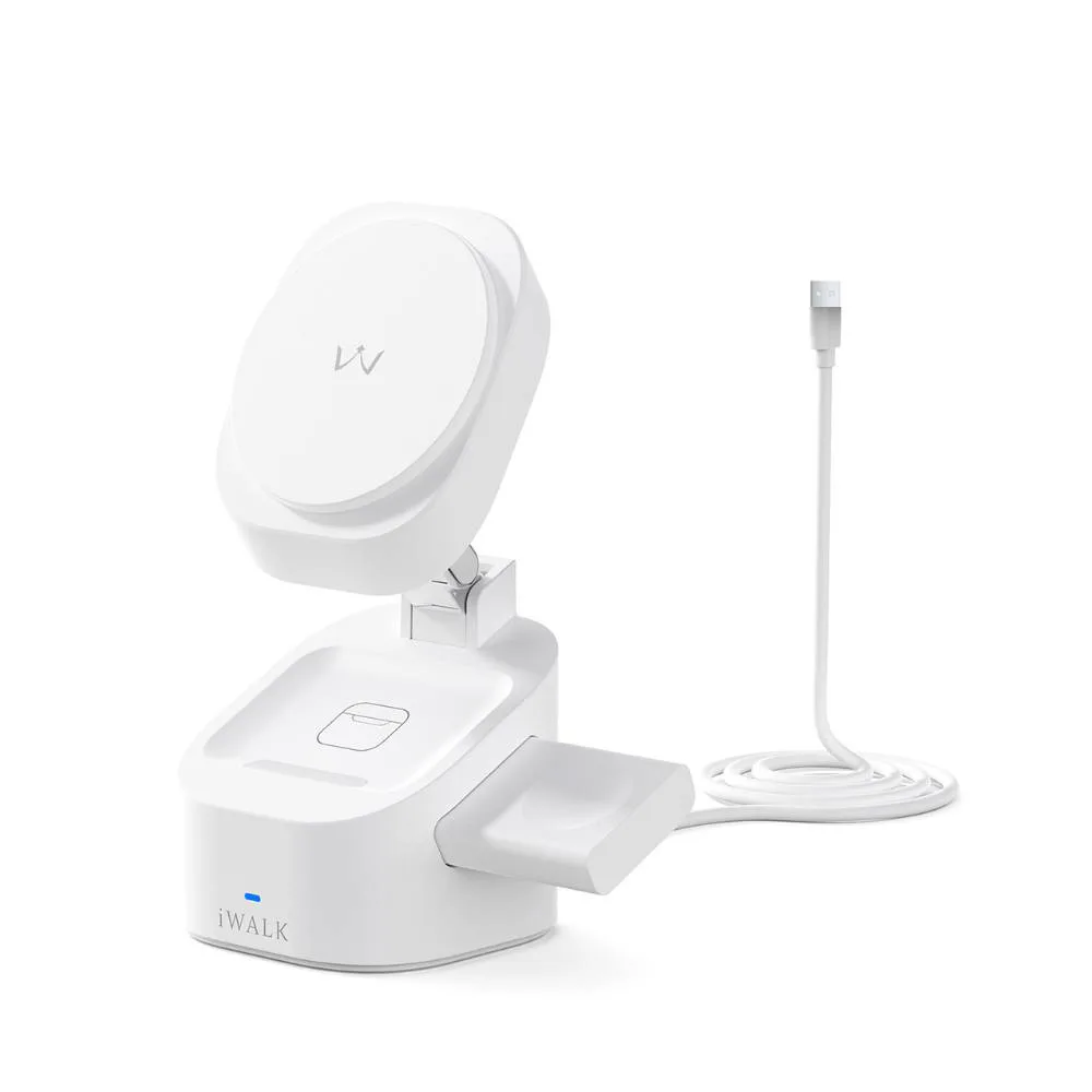 iWALK Higher and More Stable 3 in 1 Foldable Wireless Charger - White - Image 2