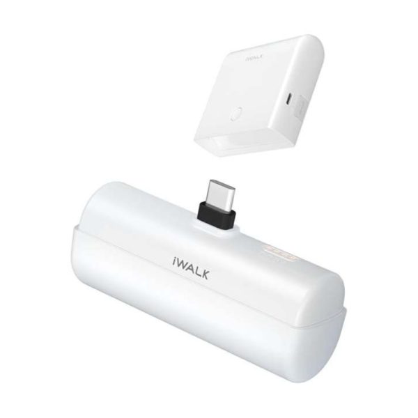 iWALK Small Portable Charger 13500mAh, USB-C Power Bank with Charging Case - White