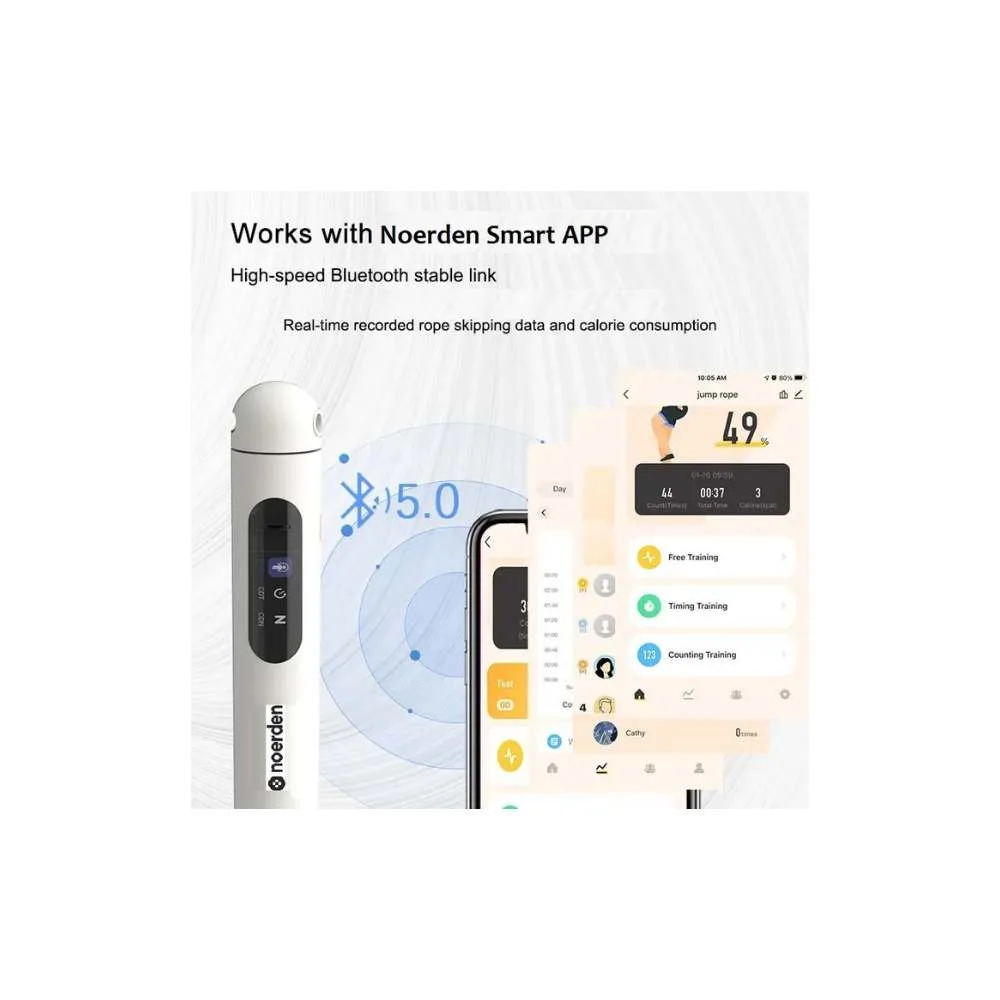 Noerden Smart Skippo Rope-Smart Jump Rope Smart With App Electric Digital Counter Cordless Jump Rope Smart - White - Image 6