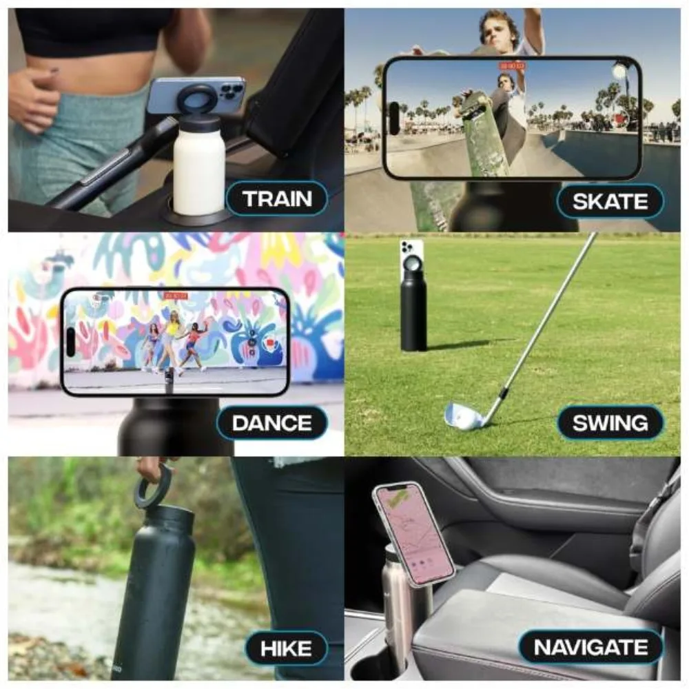 Sky Water Bottle With Phone Holder 720ML - Black - Image 11