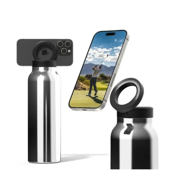 Sky Water Bottle With Phone Holder 720ML - Silver