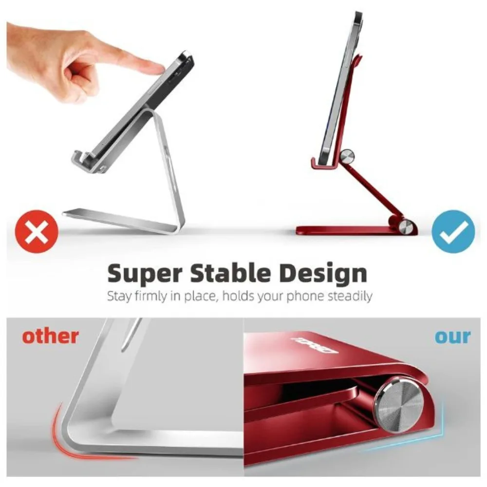 Sky Foldable Desk Phone Stand - Red - Image 5