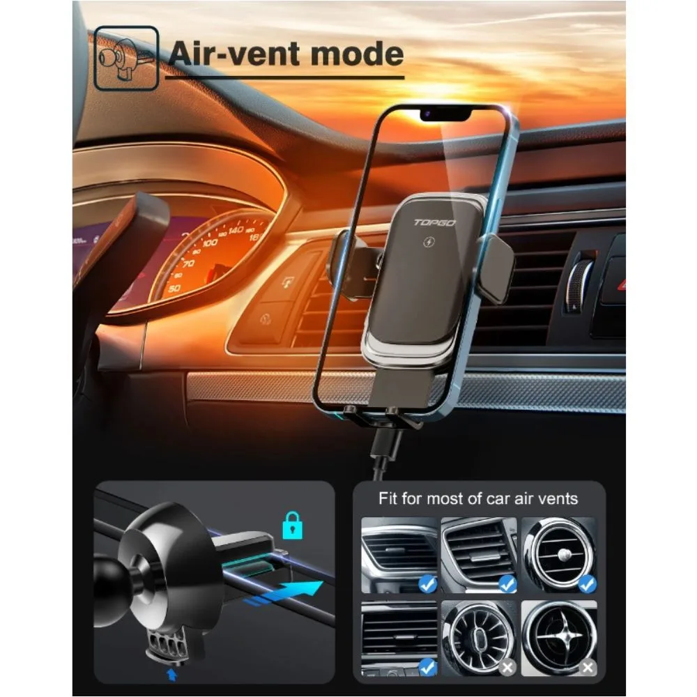 TOPGO Car Charger Wireless Charger - Black - Image 5