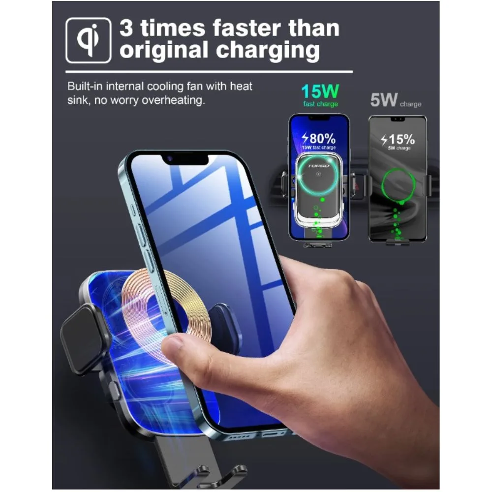 TOPGO Car Charger Wireless Charger - Black - Image 7