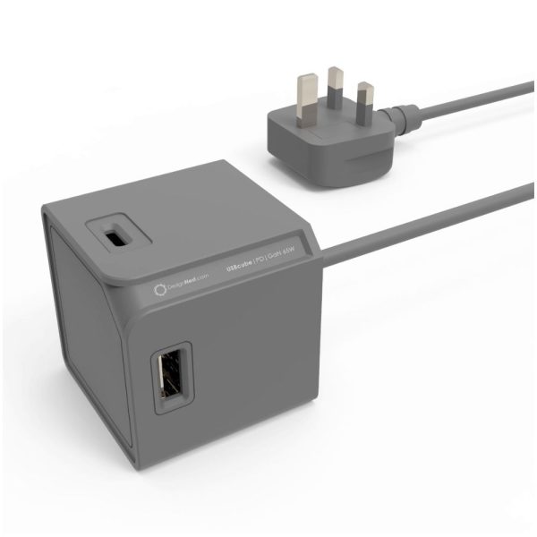 Power Cube USB Cube Extended PD GaN 65W UK  GREY 1.5M