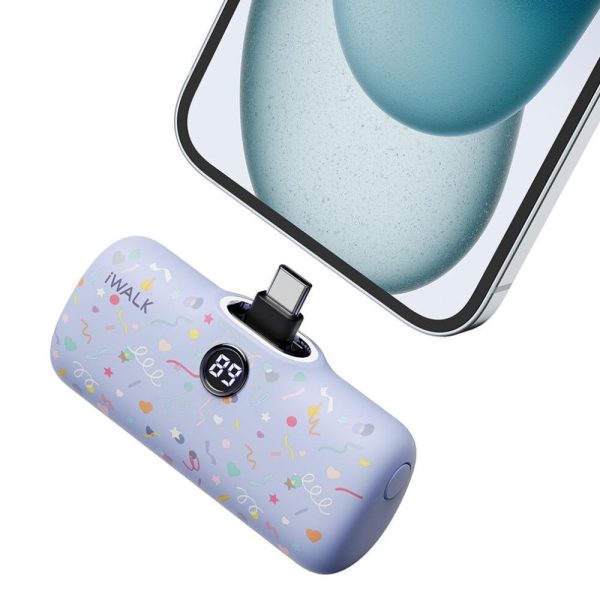 IWalk LinkPod P - Pattern 4800mAh, LCD Display, Fast Charger Function Type C Power Bank - Purple(Ribbon)