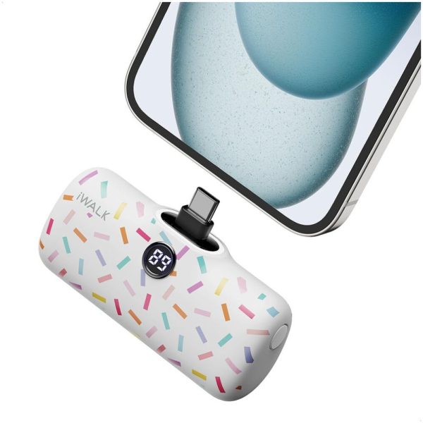 IWalk LinkPod P- Pattern 4800mAh, LCD Display, Fast Charger Function Type C Power Bank - White(Candy)