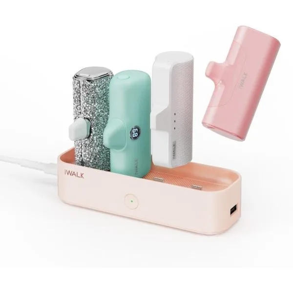 iWALK Charger Station For Portable Charger 4500mAh, 4800mAh, 5000mAh Power Bank - Pink