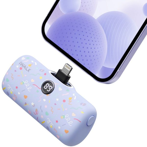 IWalk LinkPod P- Pattern 4800mAh, LCD Display, Fast Charger Function Lightning Power Bank - Purple(Ribbon)