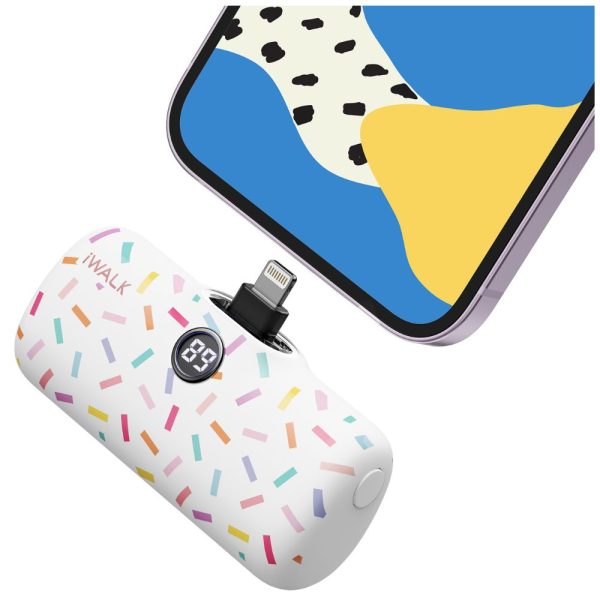 IWalk LinkPod P- Pattern 4800mAh, LCD Display, Fast Charger Function Lightning Power Bank - White(Candy)