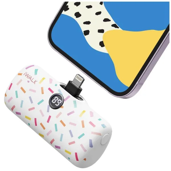 IWalk LinkPod P- Pattern 4800mAh, LCD Display, Fast Charger Function Lightning Power Bank - White(Candy)