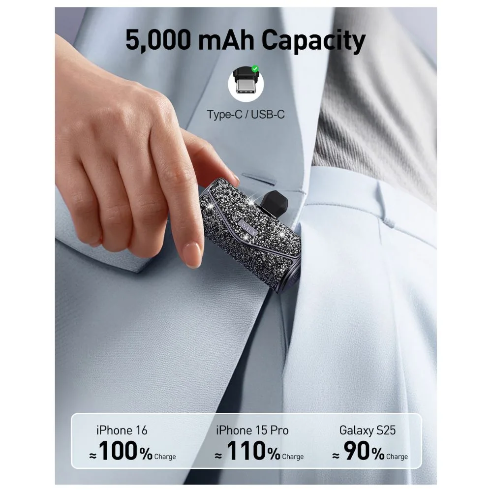 iWalk LinkPod 5000S Capacity: 5000mAh(3.6V / 18Wh) Power Bank With Type C - Diamond Black - Image 6
